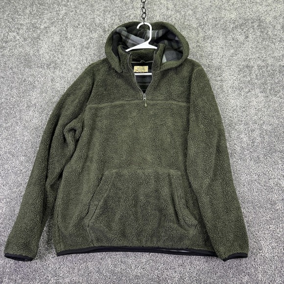 Boston Traders Other - Boston Traders Hoodie Mens Medium Green Sherpa Fleece 1/4 Zip Pullover Kangaroo